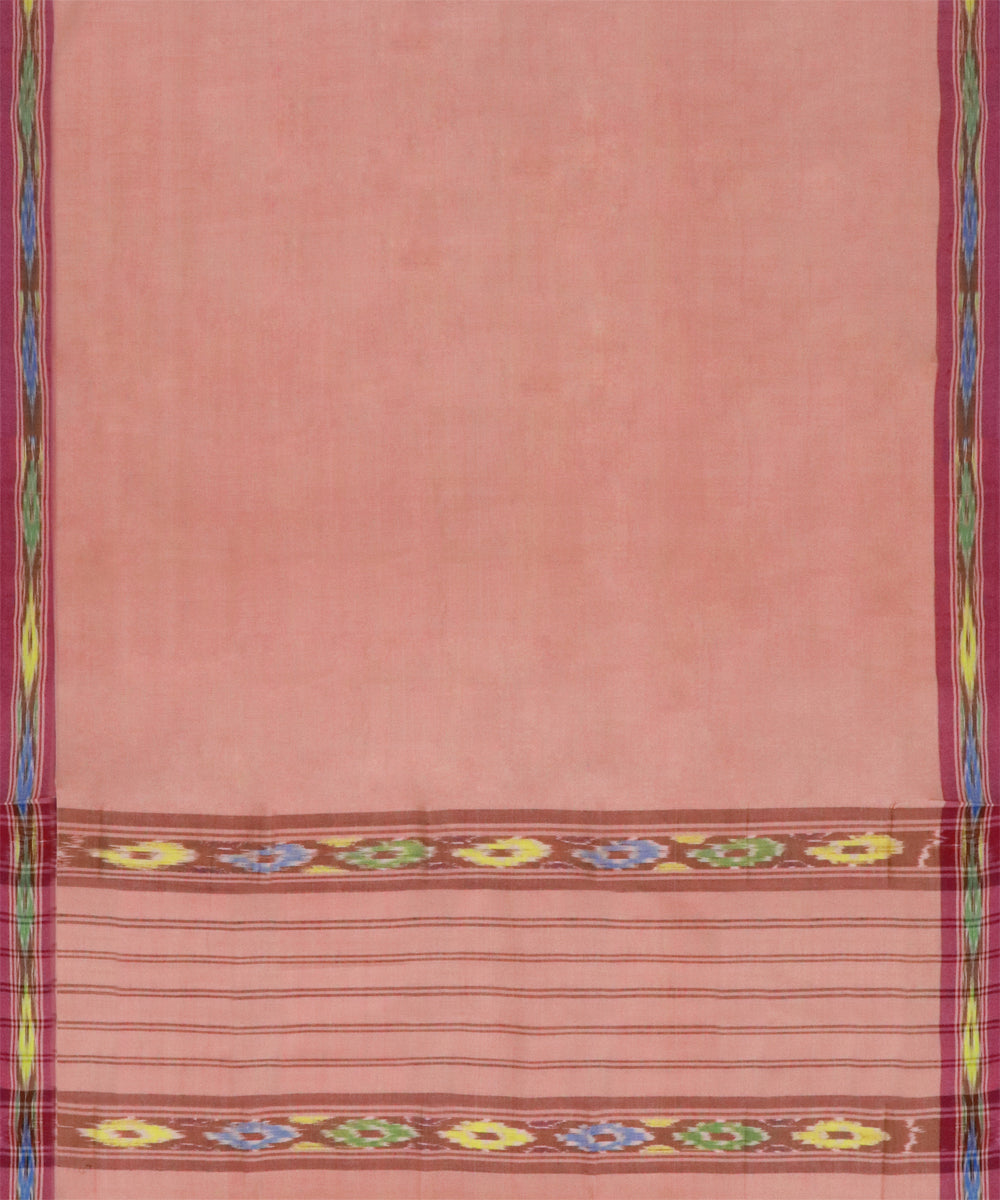 Pink maroon cotton handwoven dulla saree