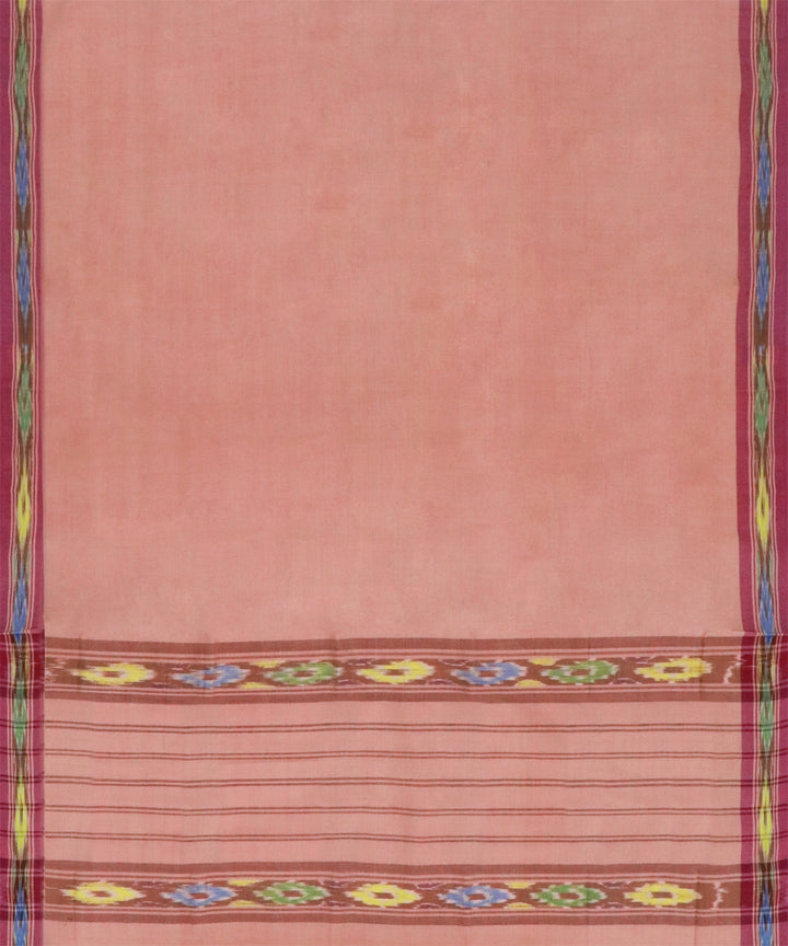 Pink maroon cotton handwoven dulla saree
