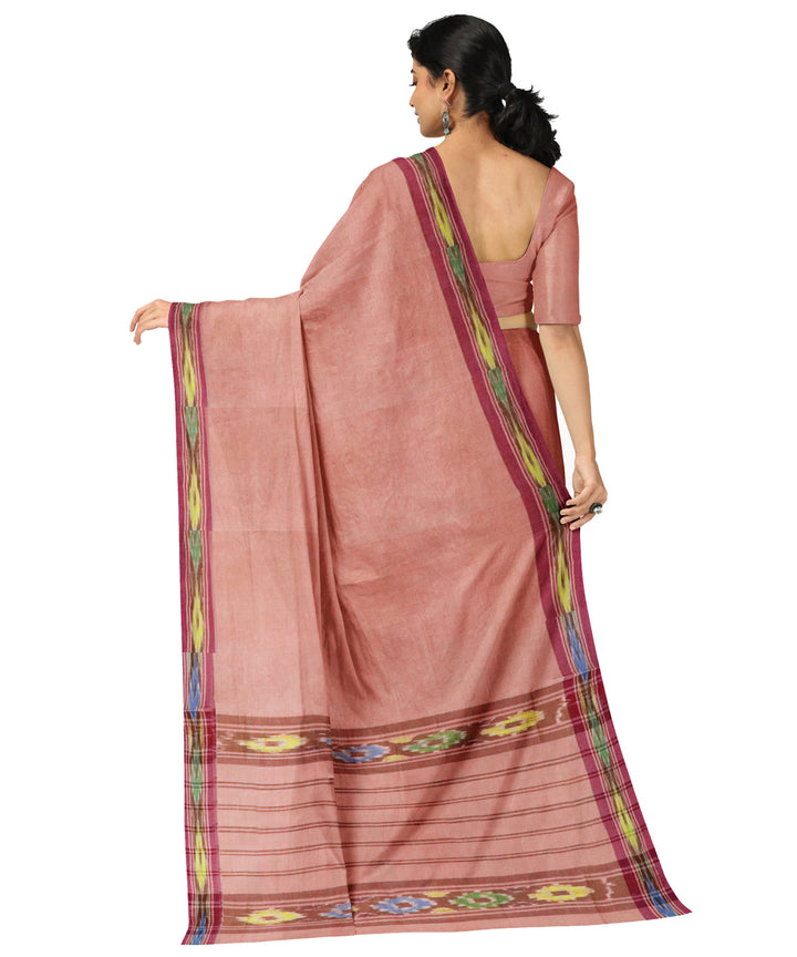 Pink maroon cotton handwoven dulla saree