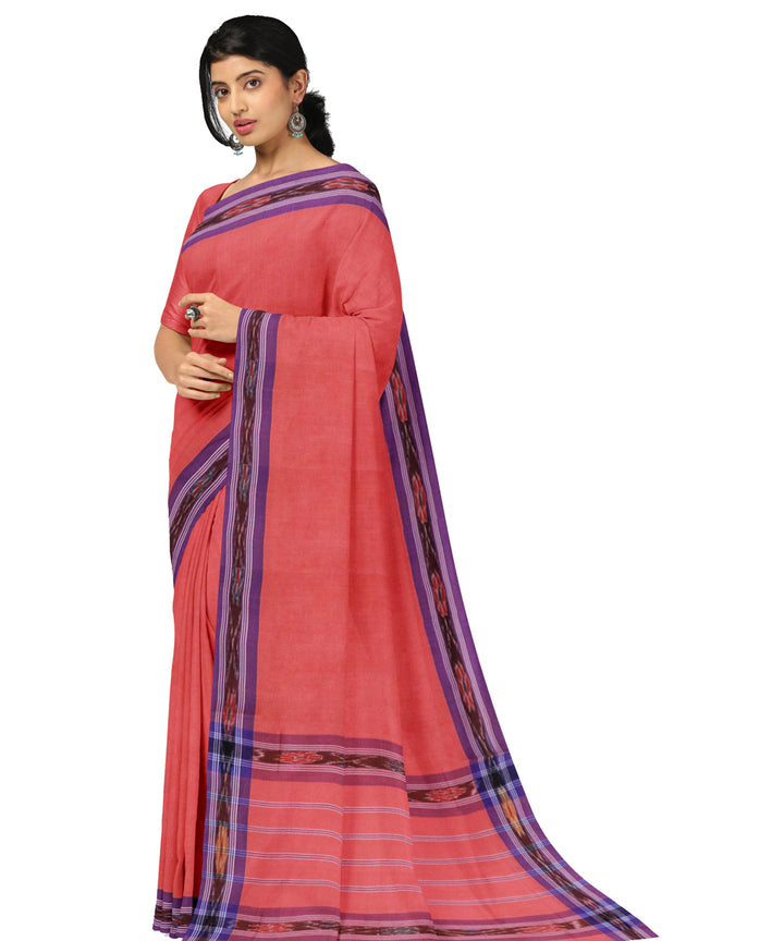 Red blue cotton handwoven dulla saree