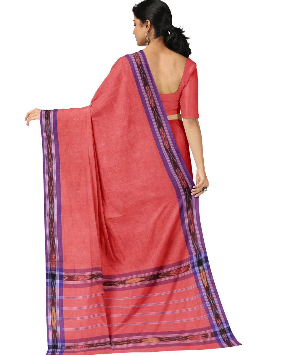 Red blue cotton handwoven dulla saree