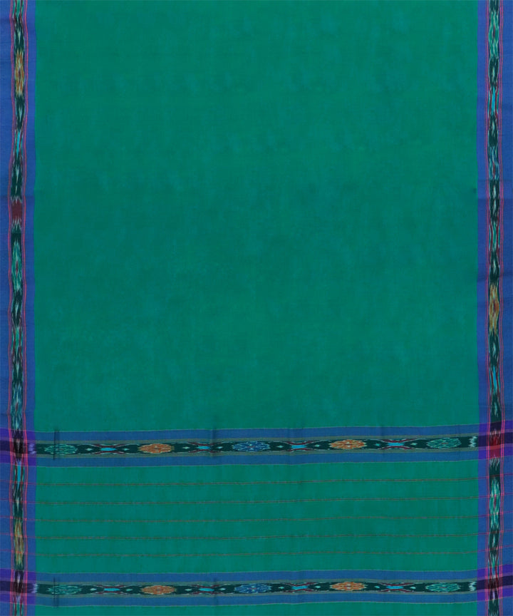 Dark green blue cotton handwoven dulla saree