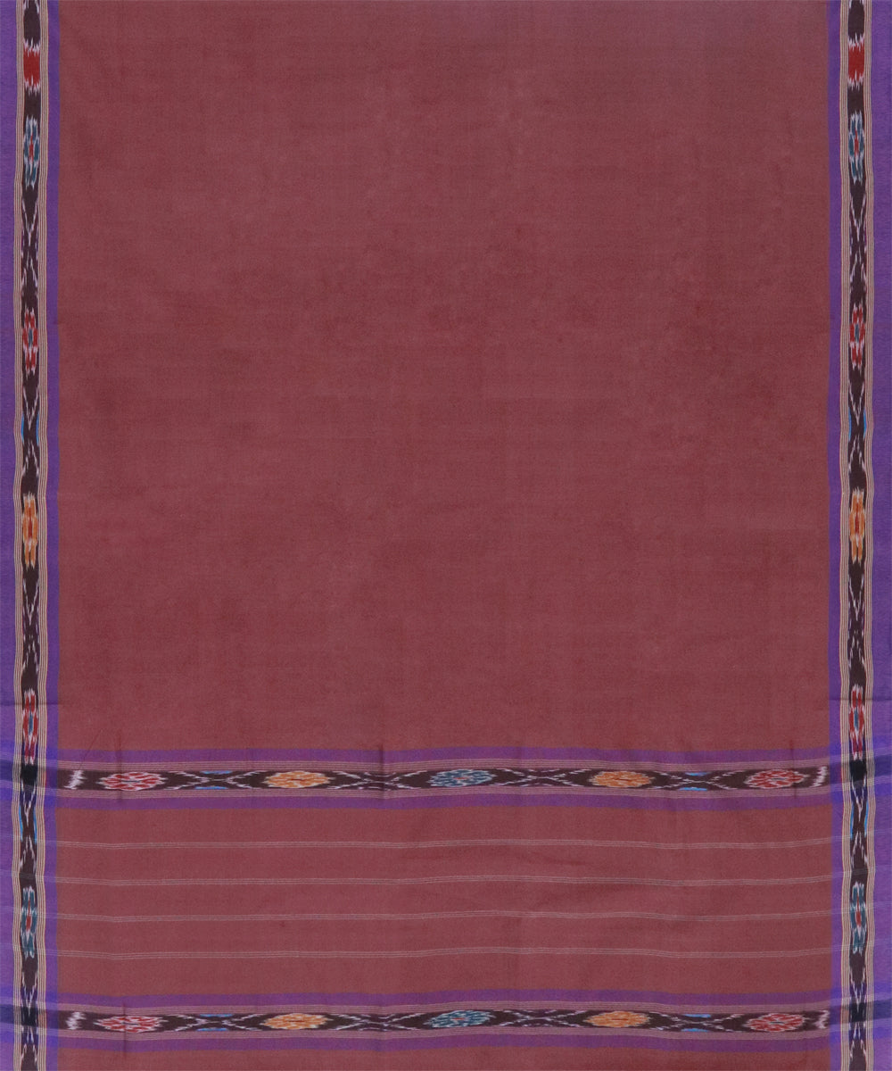 Brown blue handwoven dulla cotton saree