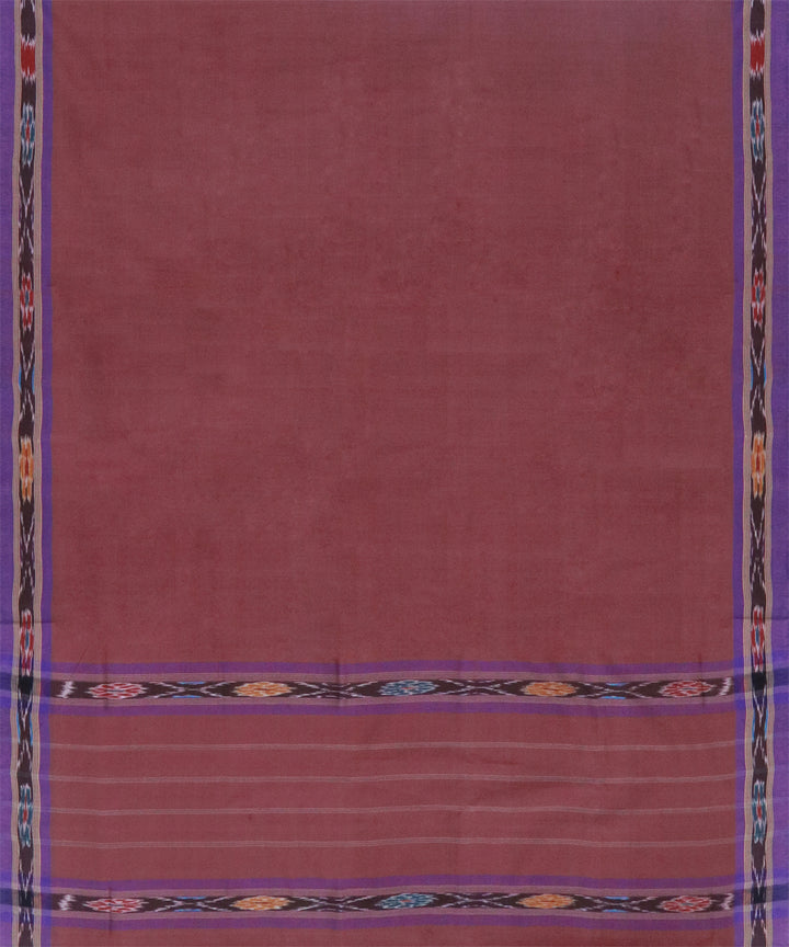 Brown blue handwoven dulla cotton saree