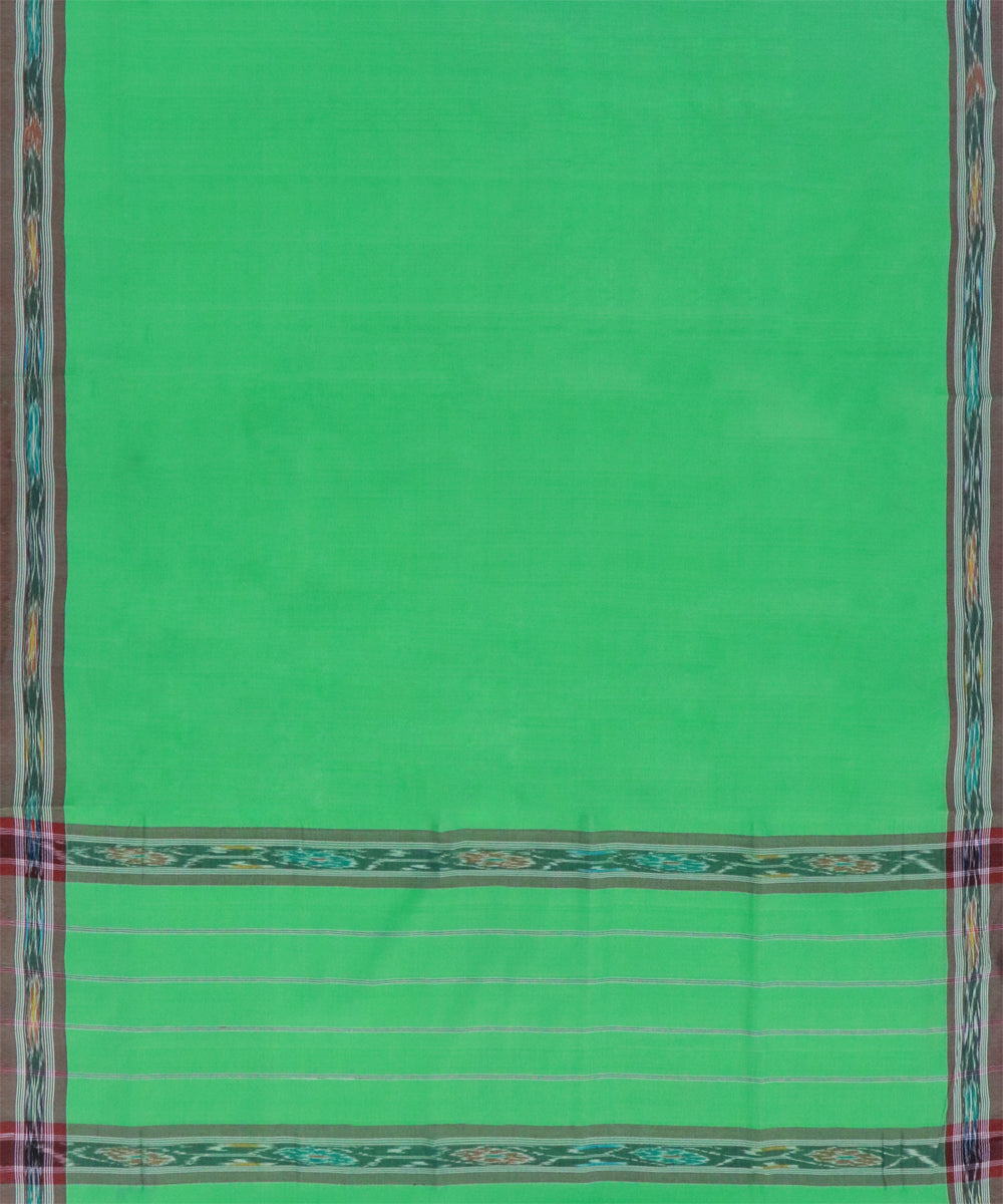 Lime green black cotton handwoven dulla saree