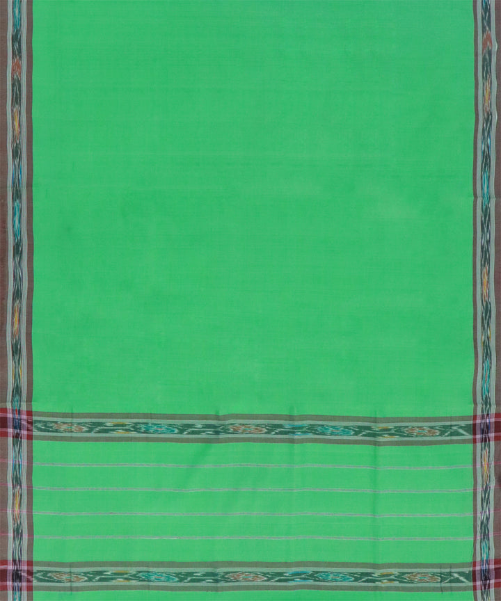 Lime green black cotton handwoven dulla saree