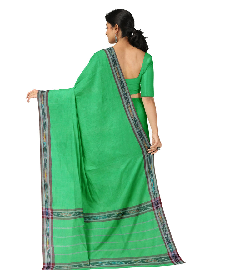 Lime green black cotton handwoven dulla saree