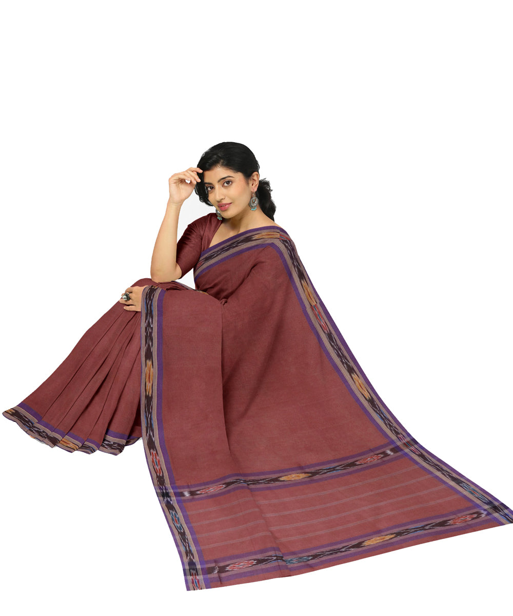 Brown purple cotton handwoven dulla saree