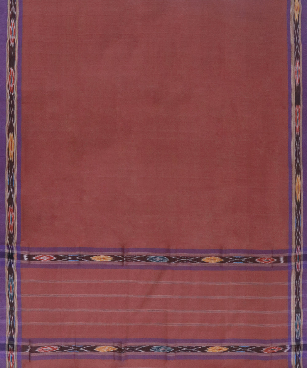 Brown purple cotton handwoven dulla saree
