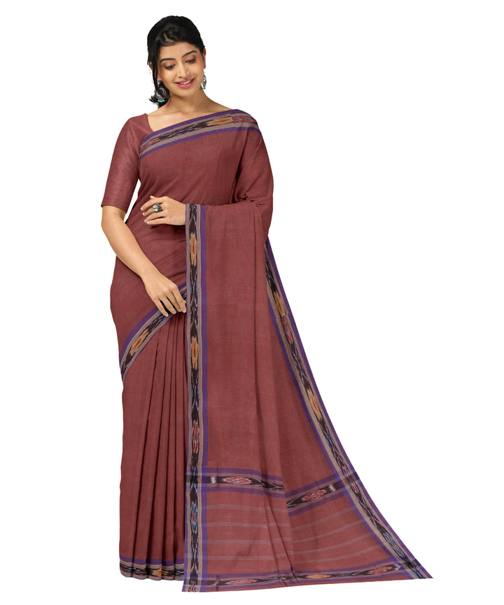Brown purple cotton handwoven dulla saree