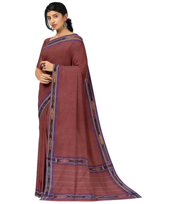Brown purple cotton handwoven dulla saree