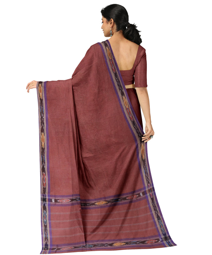 Brown purple cotton handwoven dulla saree