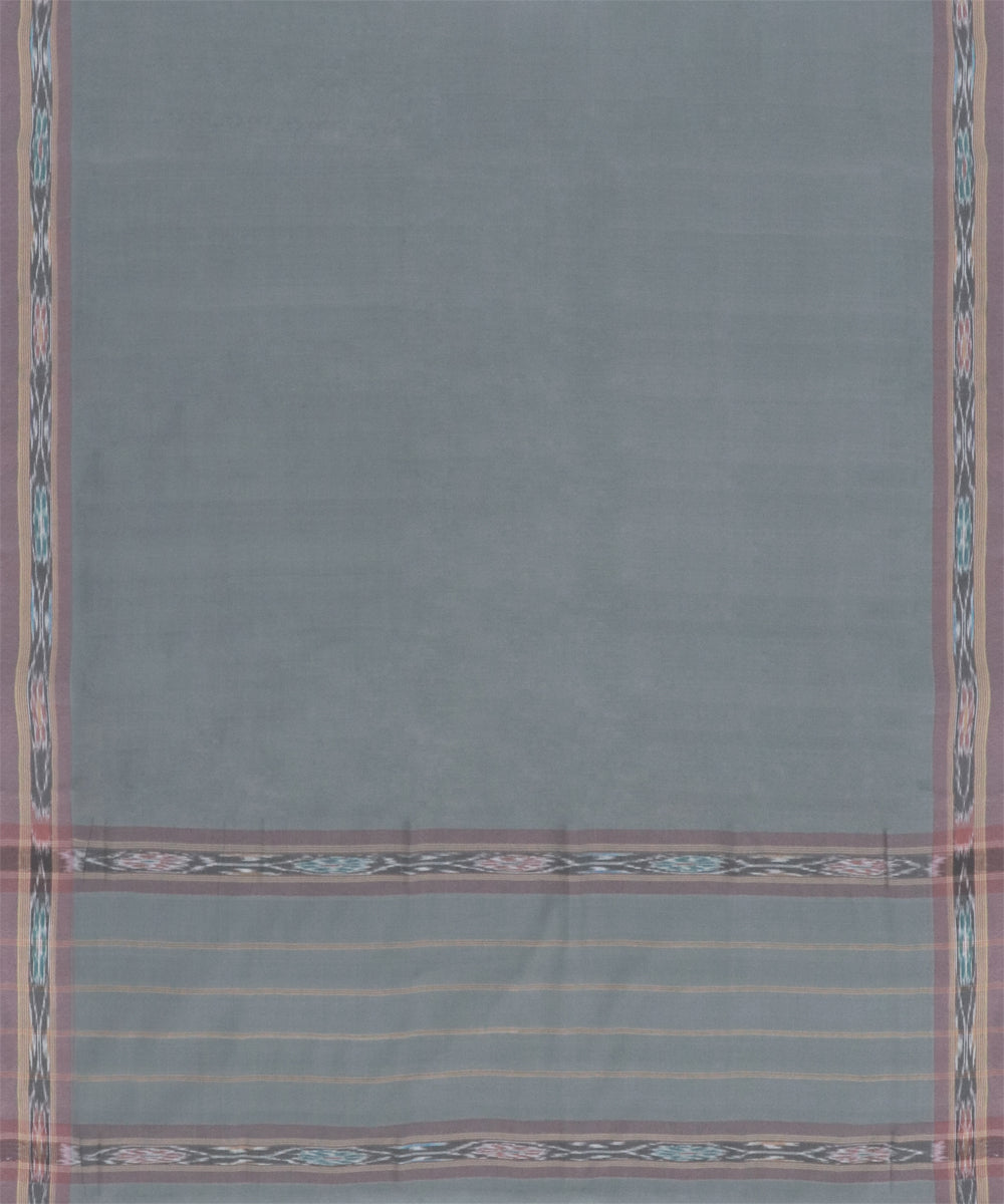 Grey powder blue cotton handwoven dulla saree