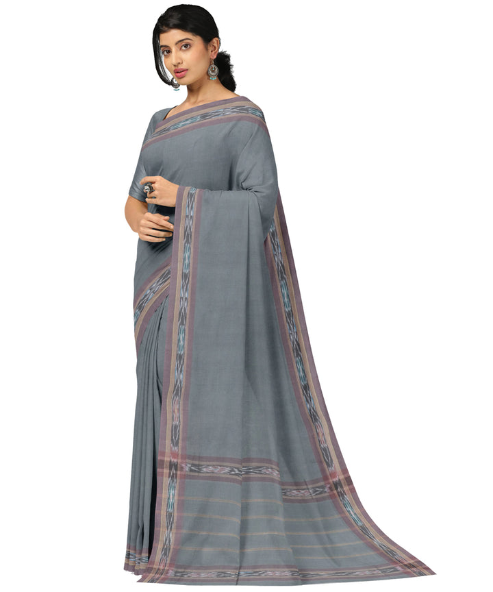 Grey powder blue cotton handwoven dulla saree