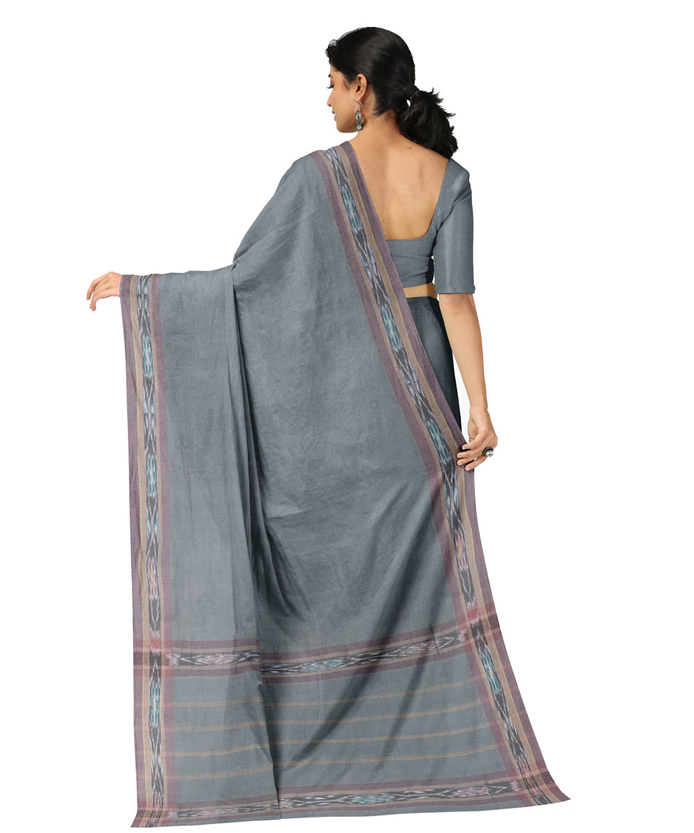 Grey powder blue cotton handwoven dulla saree