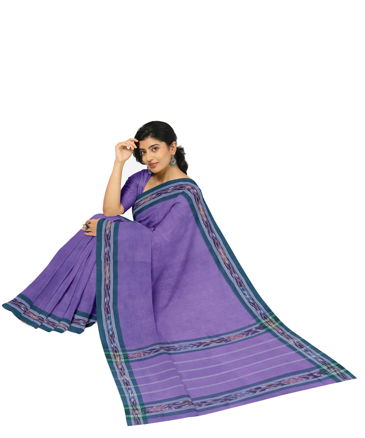 Violet blue cotton handwoven dulla saree