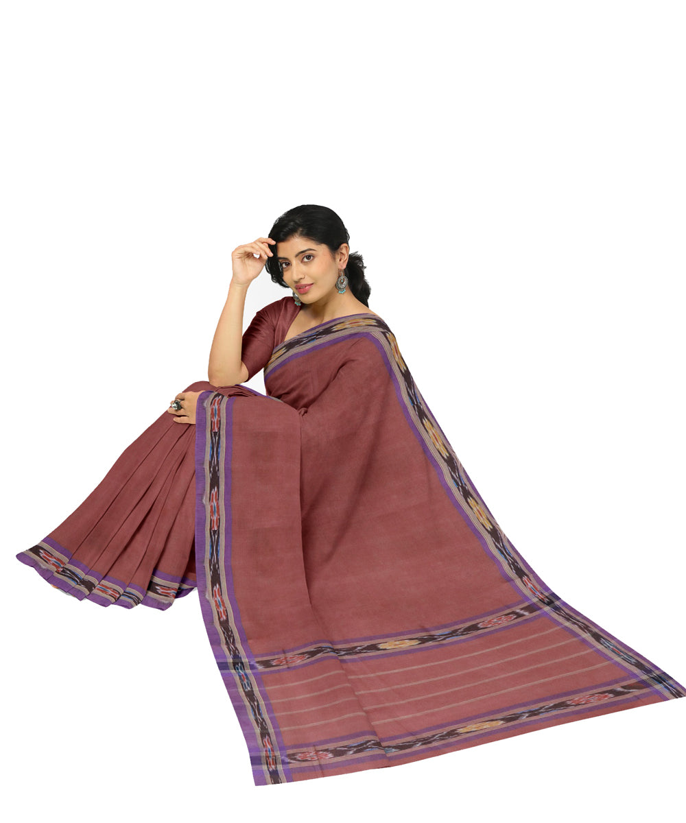 Brown blue cotton handwoven dulla saree