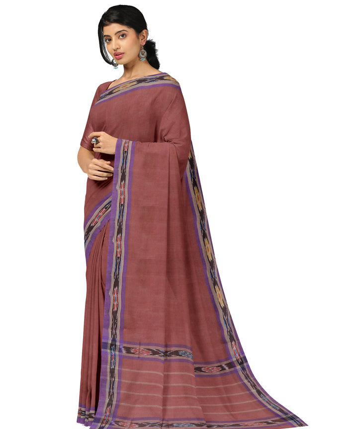 Brown blue cotton handwoven dulla saree