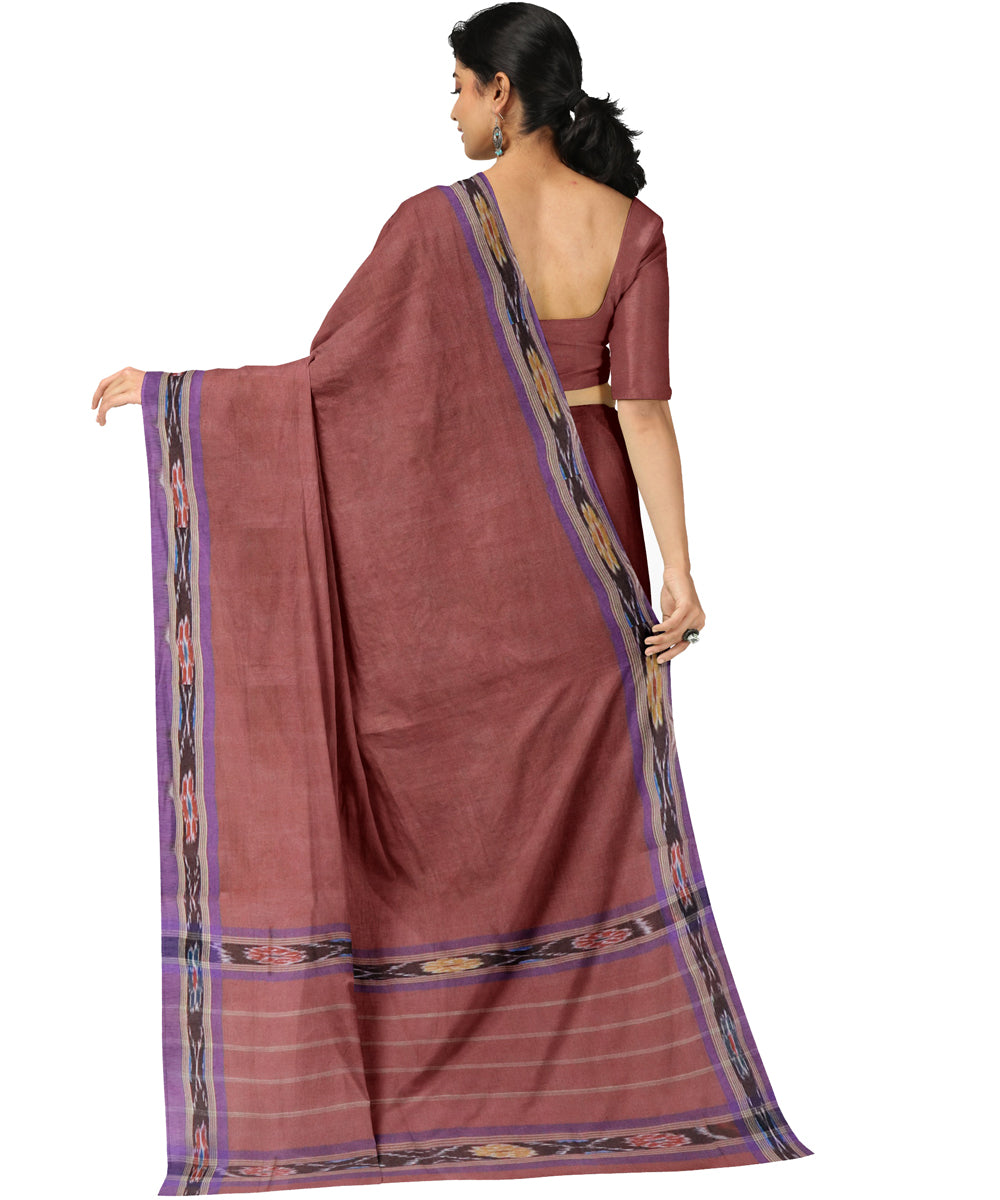 Brown blue cotton handwoven dulla saree