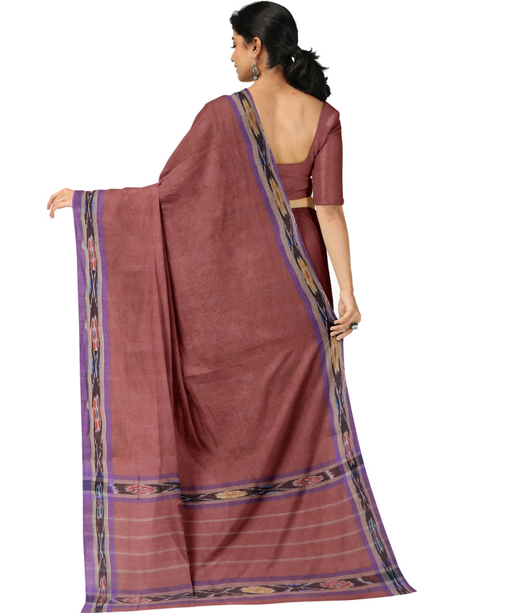Brown blue cotton handwoven dulla saree