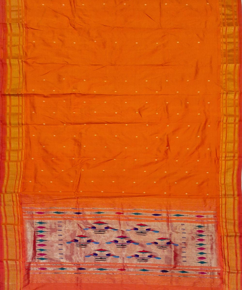 Orange Silk Handloom Paithani Saree