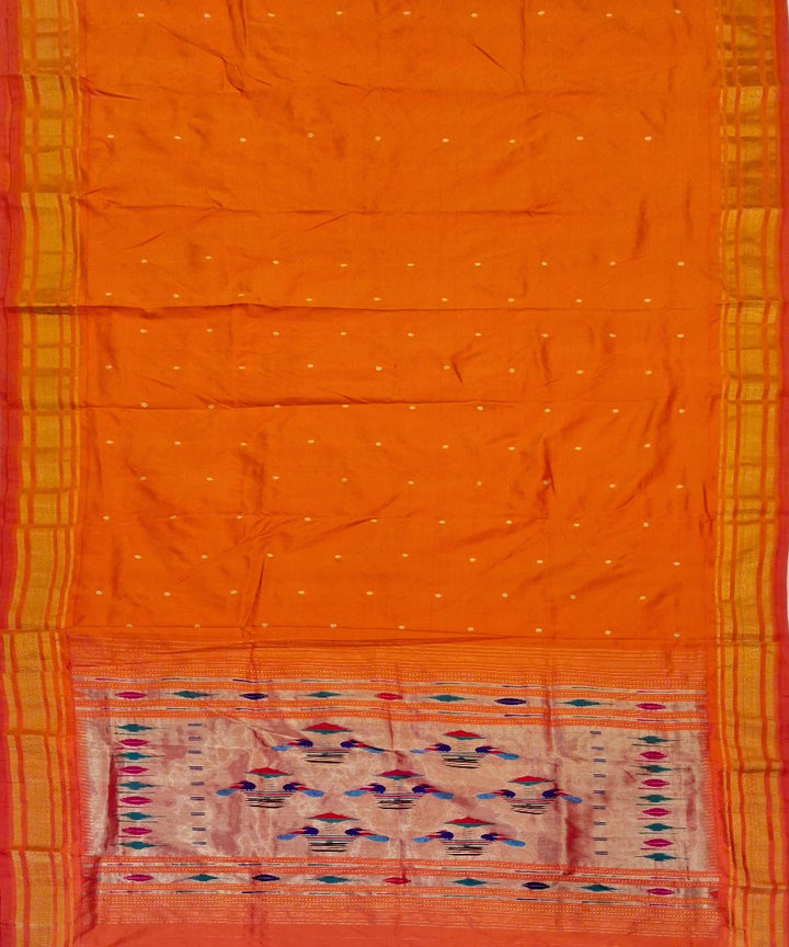 Orange Silk Handloom Paithani Saree
