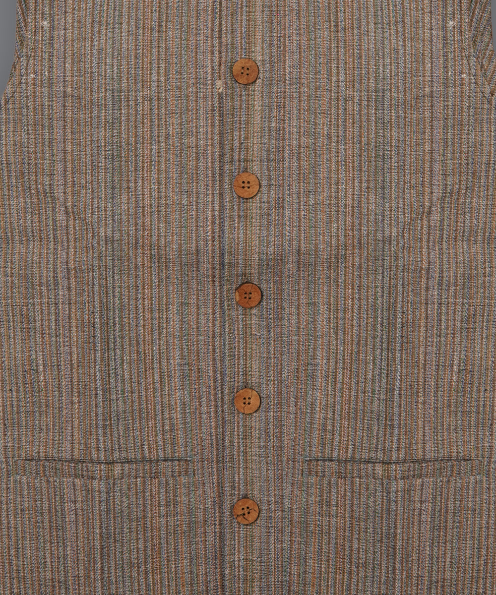 Blue stripe handcrafted silk bundi