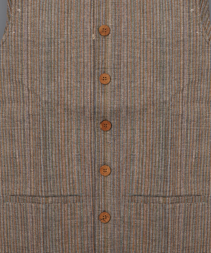 Blue stripe handcrafted silk bundi