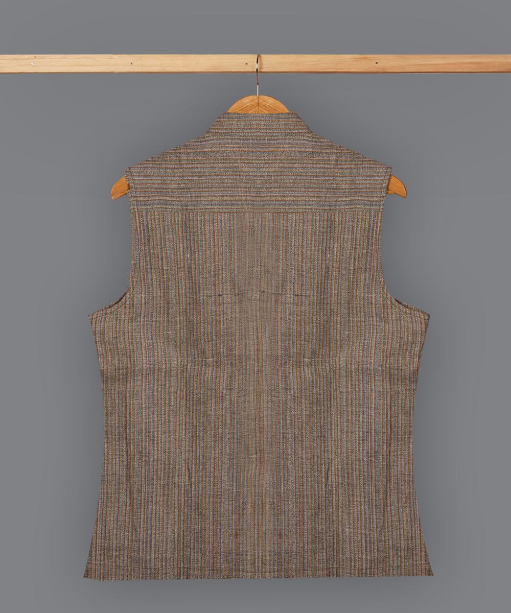 Blue stripe handcrafted silk bundi