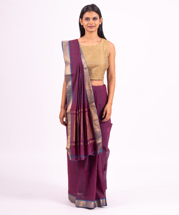 Purple handwoven mangalagiri  cotton saree