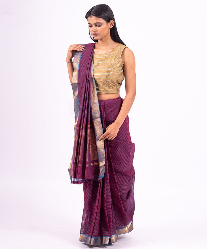 Purple handwoven mangalagiri  cotton saree