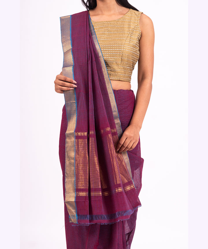 Purple handwoven mangalagiri  cotton saree
