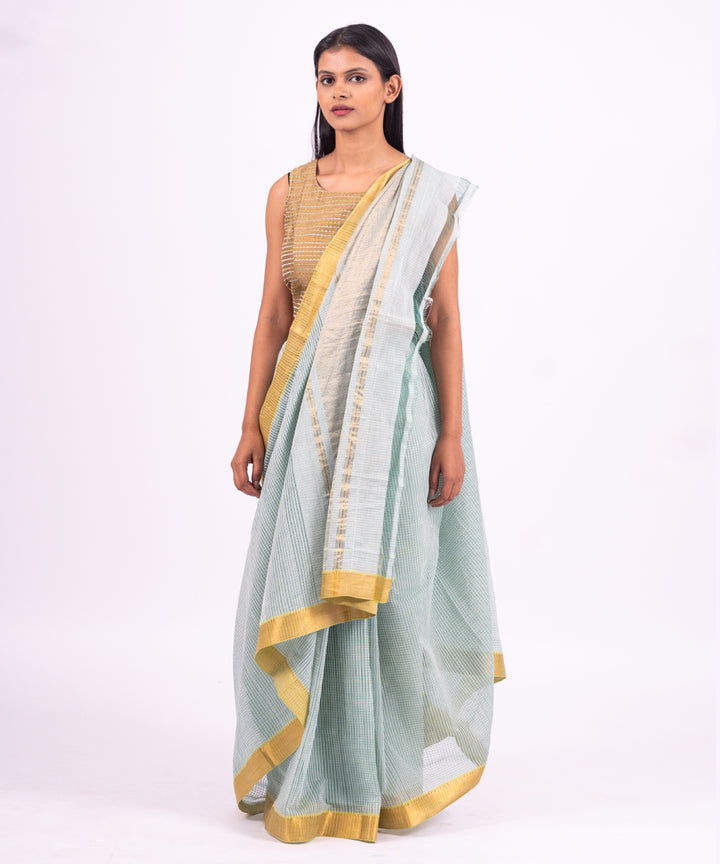 Skyblue handwoven mangalagiri cotton saree