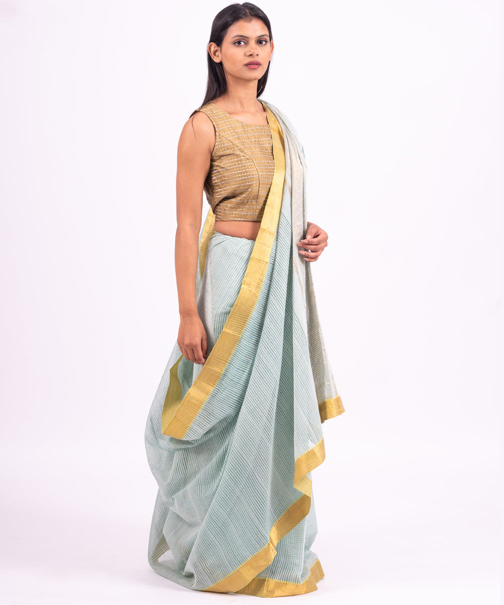 Skyblue handwoven mangalagiri cotton saree