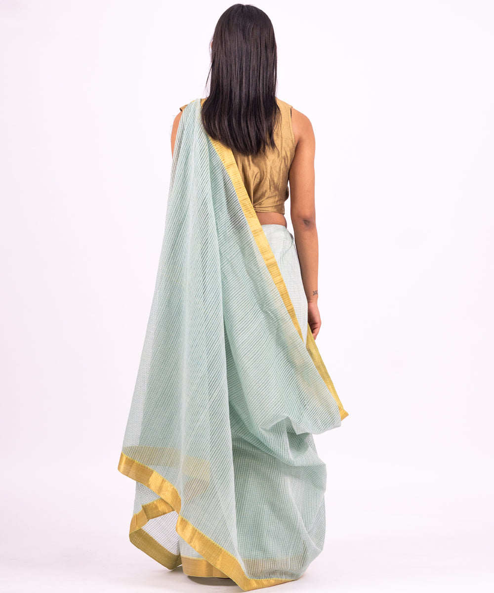 Skyblue handwoven mangalagiri cotton saree
