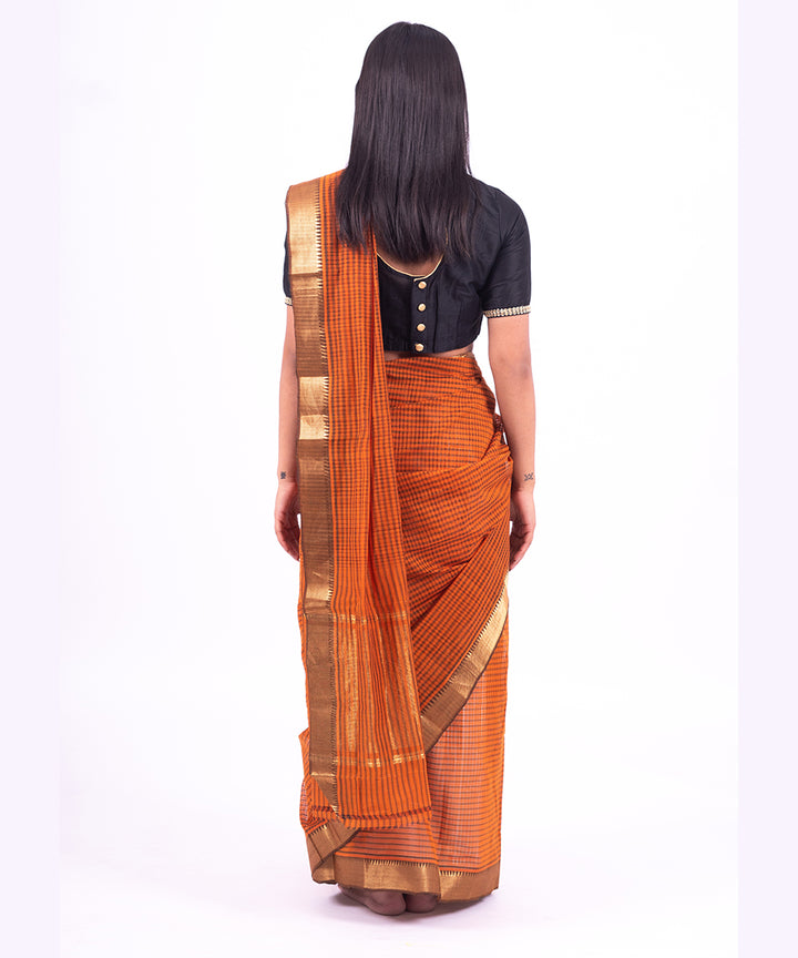 Brown handwoven mangalagiri cotton saree