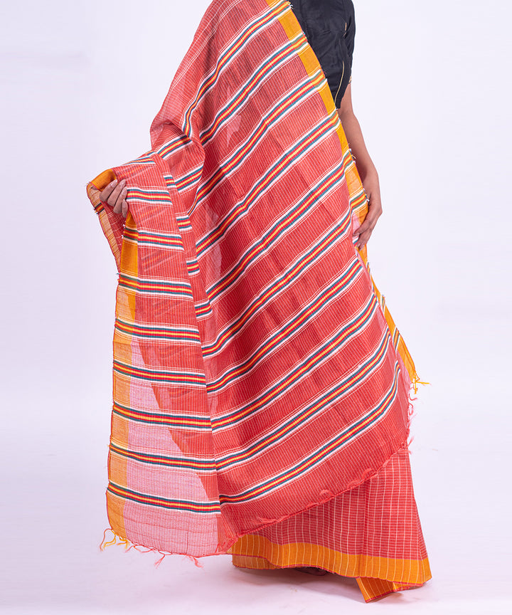 Red handwoven tussar silk saree