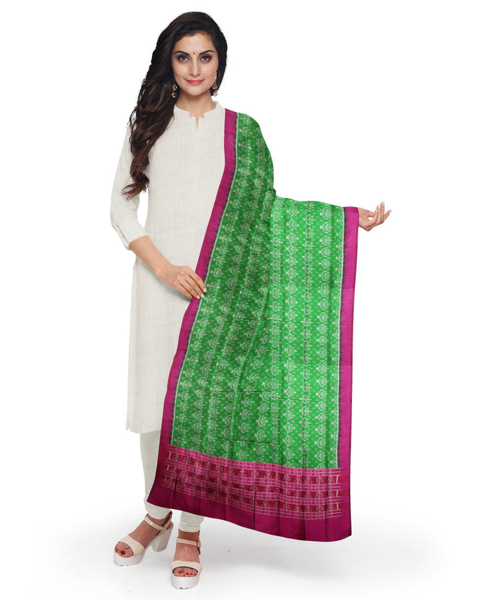 Red bottle green cotton handloom sambalpuri dupatta