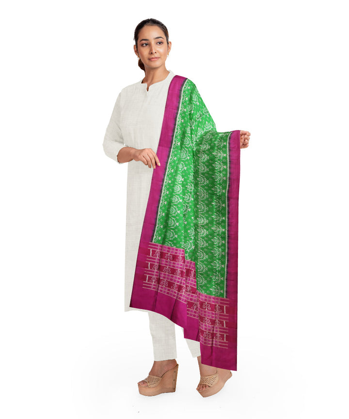 Red bottle green cotton handloom sambalpuri dupatta