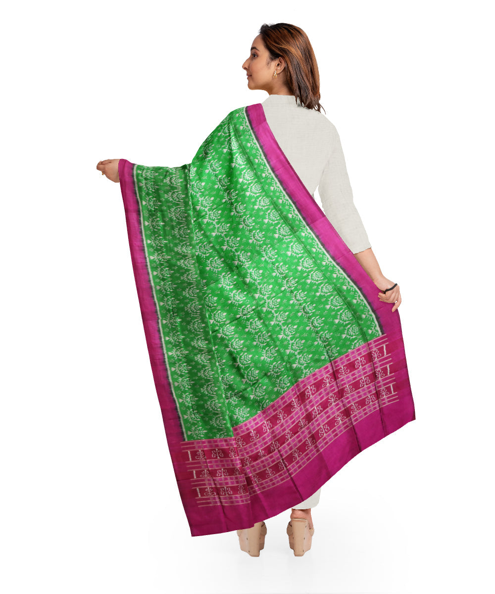 Dark green byzantine silk handloom sambalpuri dupatta