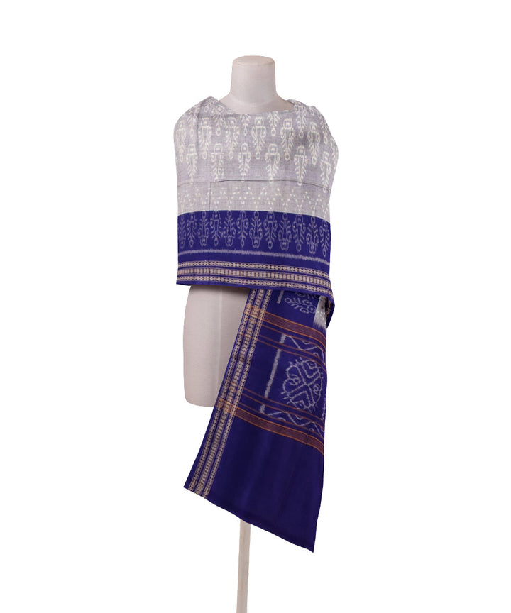 Grey blue pantone cotton handloom sambalpuri dupatta