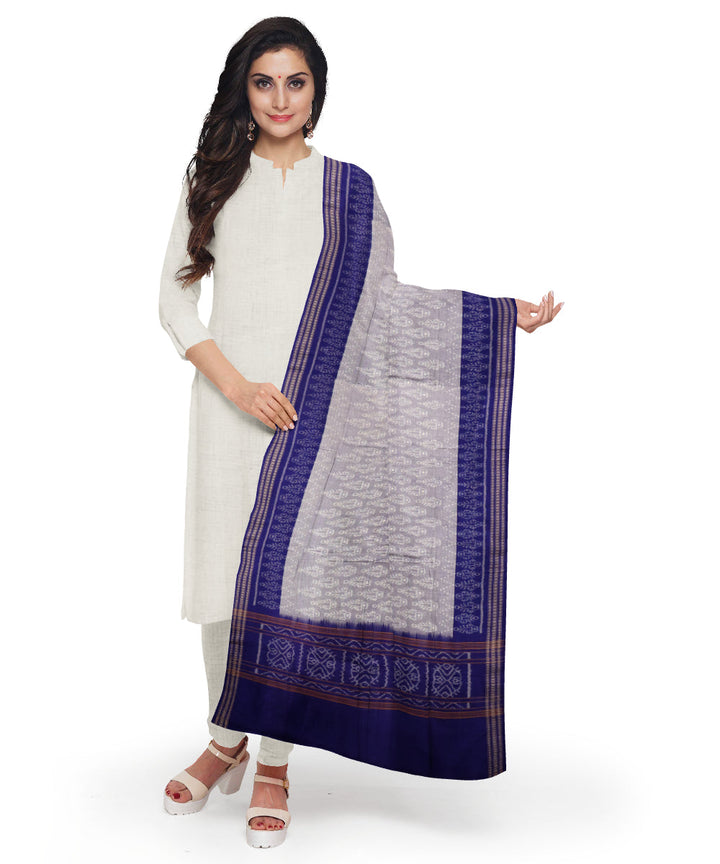 Grey blue pantone cotton handloom sambalpuri dupatta