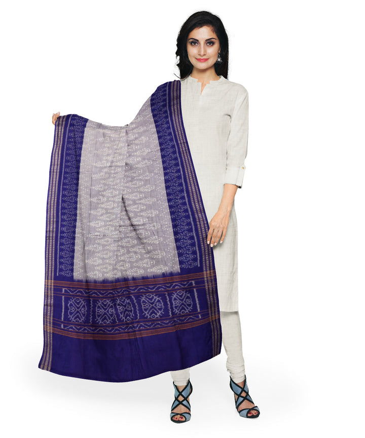 Grey blue pantone cotton handloom sambalpuri dupatta