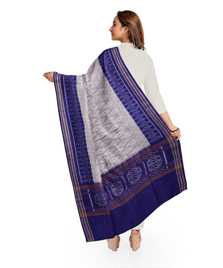 Grey blue pantone cotton handloom sambalpuri dupatta