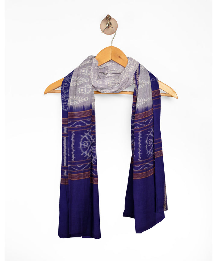 Grey blue pantone cotton handloom sambalpuri dupatta