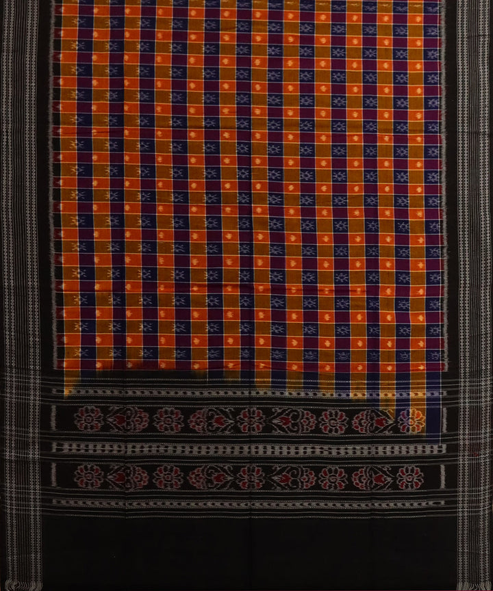 Brown black striped cotton handloom sambalpuri dupatta