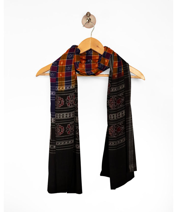 Brown black striped cotton handloom sambalpuri dupatta
