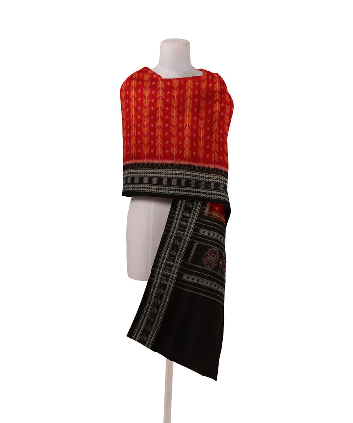 Red black cotton handloom sambalpuri dupatta