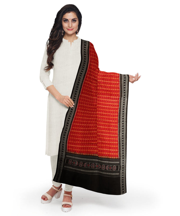 Red black cotton handloom sambalpuri dupatta