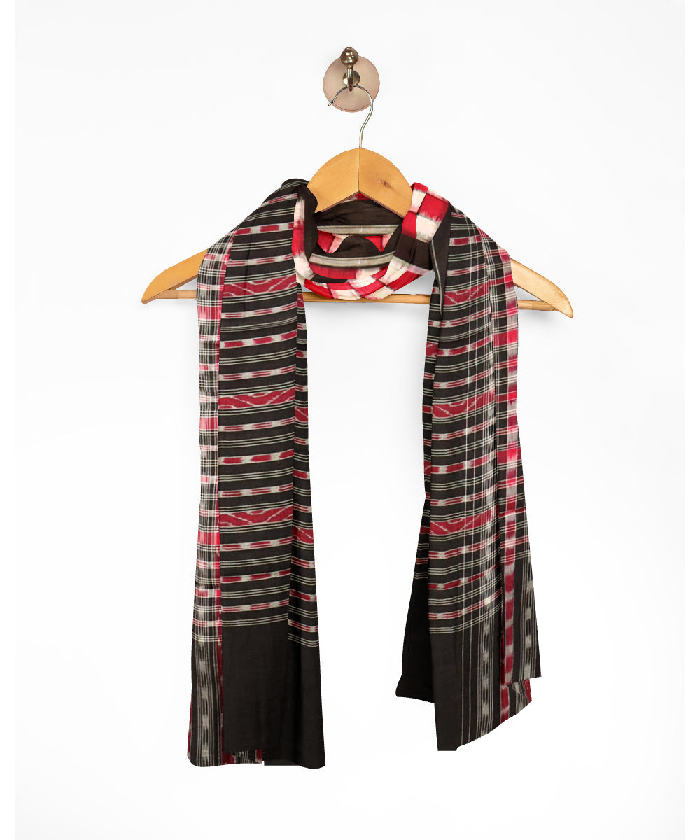 Red black cotton handloom double ikat sambalpuri dupatta